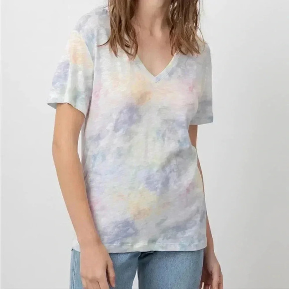 Rails Cara V-neck Slub Cotton Jersey Rainbow Tie Dye Tee Shirt Flawed XXL - Picture 5 of 13